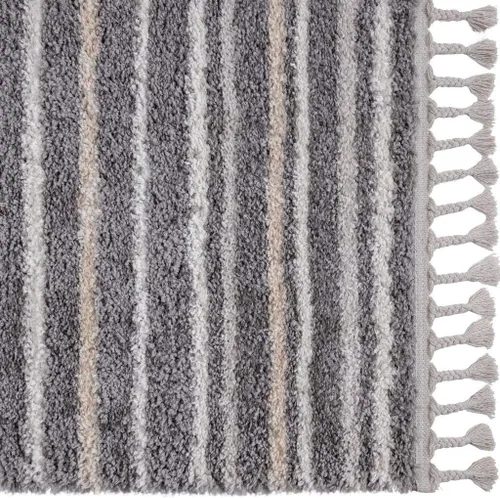 Miniatura 7 de LUXE WEAVERS Shaggy Collection 520 - Alfombra gris de 8 x 10 pulgadas, diseño de líneas Shagg