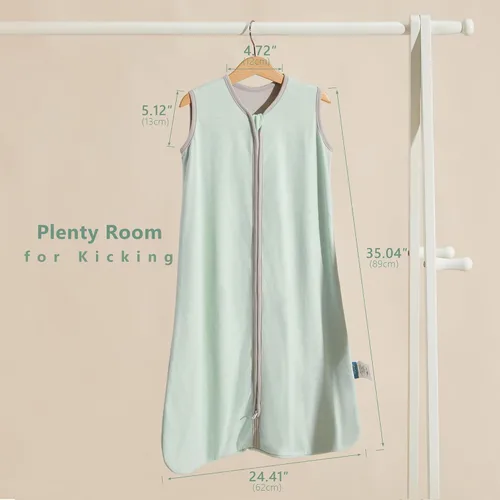 Miniatura 5 de TILLYOU Saco de Dormir para Bebé 18-24 Meses, 1.0 Tog Saco de Dormir con Doble Cremallera Portátil, Verde
