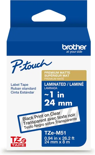 Miniatura 30 de Brother P-touch TZE-S951 - Cinta adhesiva laminada extra resistente de 1 pulgada (24 mm) de ancho, negro sobre plateado mate, laminada