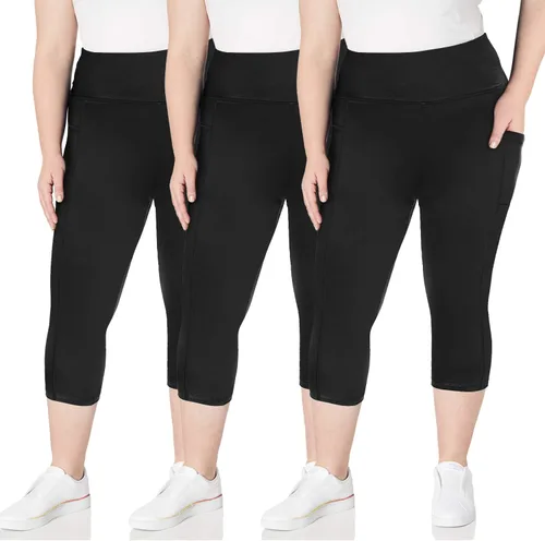 TNNZEET 3 unidades de leggings capri de talle alto para mujer Pantalones suaves para entrenamiento correr Yoga