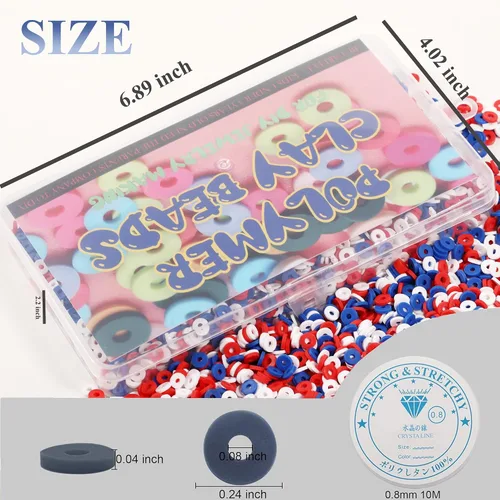 Miniatura 2 de 4000 cuentas de arcilla para hacer pulseras, espaciador de polímero, plano para manualidades, joyas, collares, aretes, kit de fabricación de aretes