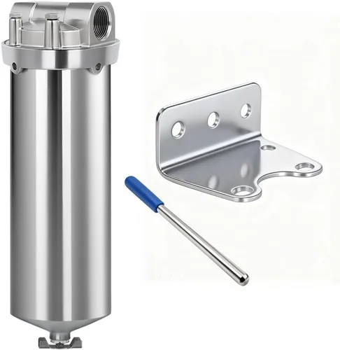 NSF/ANSI 42 Certificación Carcasa de filtro de acero inoxidable para cartucho de filtro de 10", carcasa de filtro de agua NPT de 3/4", válvula de