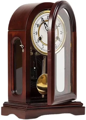 Miniatura 2 de SMZ Reloj de repisa puerta frontal de vidrio y latón acabado péndulo reloj de escritorio reloj de escritorio mecánico manual cuerda decoración