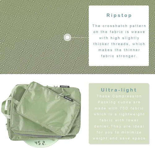 Miniatura 113 de BAGAIL 4 Set/6 Set Ultraligero Compresión Embalaje Cubos Organizador de Embalaje para Accesorios de Viaje Equipaje Maleta Mochila