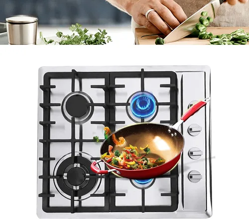 Miniatura 2 de Estufa de gas incorporada, 23 pulgadas, 4 quemadores, cocina de gas en acero inoxidable, encendido eléctrico para gas natural