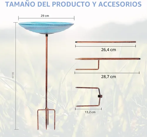 Miniatura 5 de VCUTEKA Alimentador al aire libre del pájaro del jardín del baño del pájaro del BirdBath con la estaca