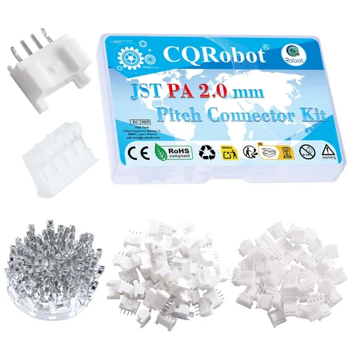 Miniatura 121 de CQRobot JST EL 4.5 mm de paso 2 pines conector electrónico IC macho, enchufes hembra carcasa y kit de terminales de crimpado en T macho/hembra. 50