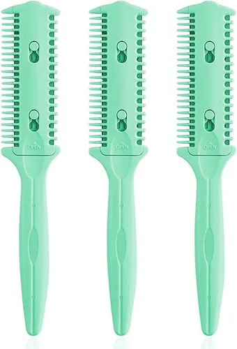 Soft 'N Style - Juego de peines de afeitar para cortar el cabello, paquete de 3 - Peine de afeitar de doble cara, tijeras de peinado con cuchilla,