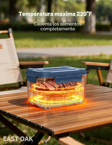 Miniatura 7 de EAST OAK Caja de almuerzo eléctrica inalámbrica para adultos, caja de almuerzo autocalentable recargable de 5.5 tazas - Calentamiento automático