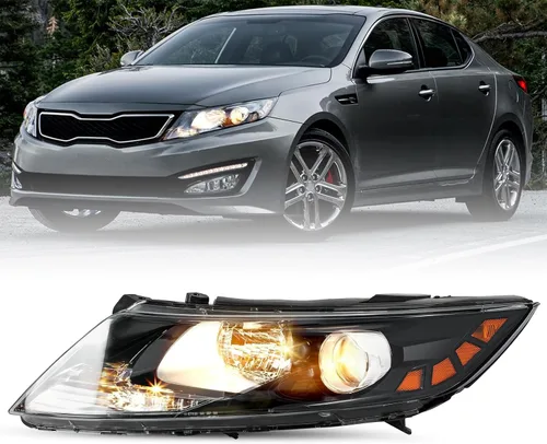 Miniatura 13 de SOCKIR Conjunto de faros halógenos de repuesto para Kia Optima 2011 2012 2013, carcasa negra, reflector transparente para lado del conductor