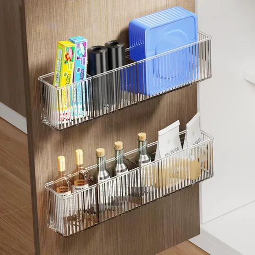 Miniatura 9 de MUSTORN Paquete de 3 organizadores adhesivos para puertas de gabinete, organizadores de tapa dentro del gabinete, contenedor de alimentos/vasos