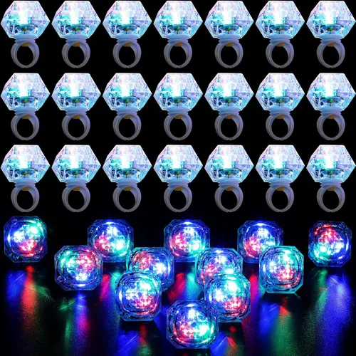 Miniatura 2 de Vicenpal Paquete de 50 anillos de luz LED intermitentes, operación de Navidad, despedida de soltera, decoración de fiesta, anillos de juguete de Luz