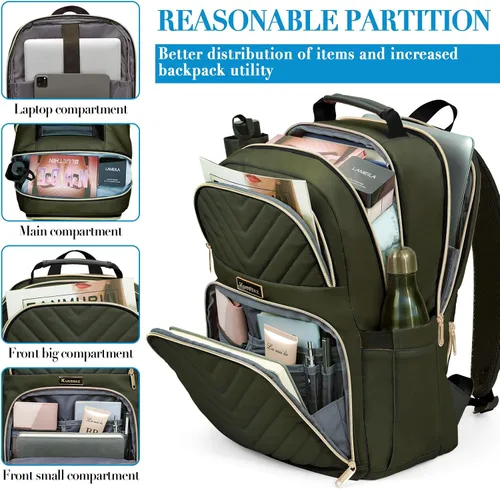 Miniatura 3 de Mochila de viaje para laptop, mochila escolar para adolescentes, niñas, niños, mochila universitaria acolchada grande de 15.6 pulgadas para mujeres