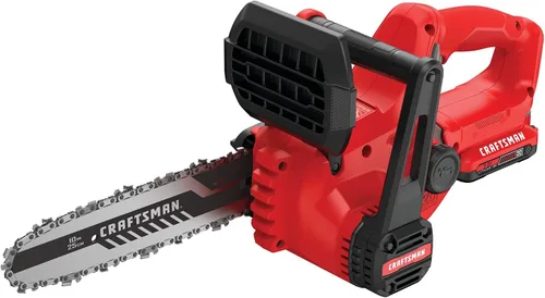 Miniatura 9 de CRAFTSMAN Mini Motosierra, Mini Motosierra Inalámbrica de 10 Pulgadas, Motosierra Eléctrica, Batería V20 y Cargador Incluidos, Cortador de Árboles