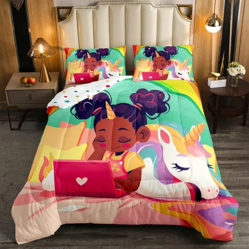 Miniatura 151 de Erosebridal Juego de ropa de cama de princesa de ballet, tamaño Queen, juego de edredón de 3 piezas para niñas bailarinas de ballet, lindo juego