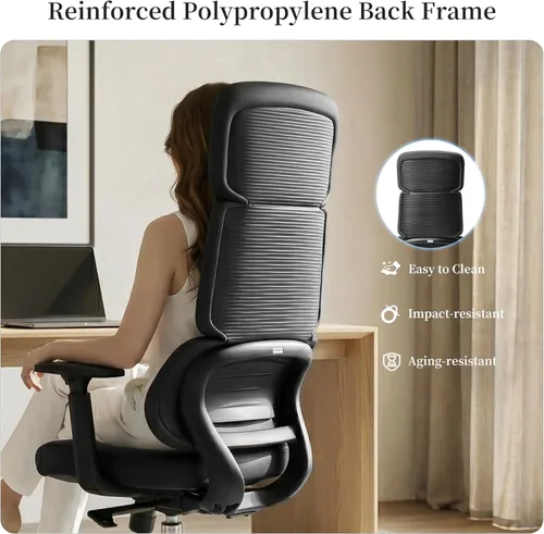 Miniatura 4 de EUREKA ERGONOMIC Remi - Silla de oficina con respaldo alto, silla de oficina de piel sintética con ruedas, silla de escritorio de cuero, silla