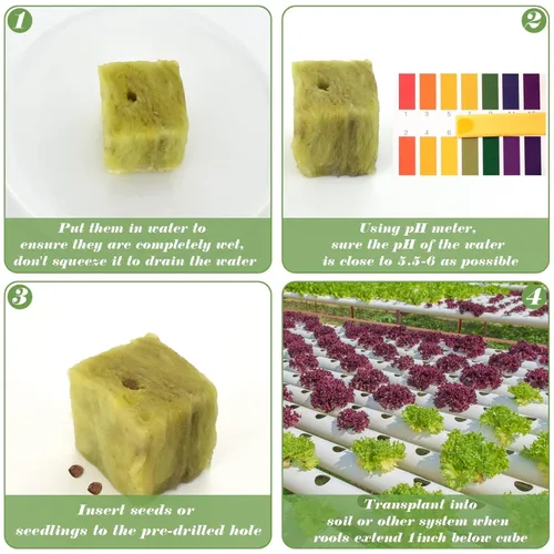 Miniatura 5 de Halatool Cubos hidropónicos de lana de roca de 1.2 pulgadas para cultivo hidropónico sin suelo, plántulas, inicio, esquejes, clones y propagación