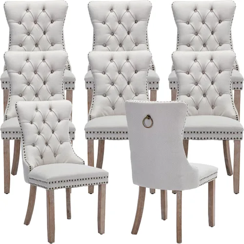 Miniatura 15 de Sillas de Comedor Juego de 4 sillas de comedor tapizadas de lino, sillas de comedor modernas de mediados de siglo, sillas de cocina y comedor
