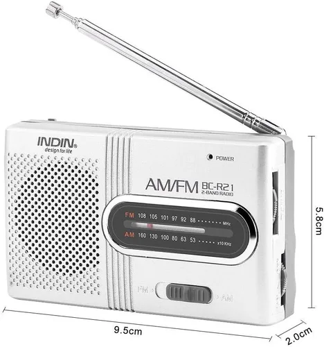 Miniatura 2 de Receptor de radio AM/FM portátil, radio AM FM de bolsillo con antena telescópica altavoz integrado y conector para auriculares para viajes al aire