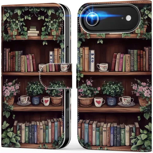 Miniatura 68 de DEENAKIN Funda tipo cartera para iPhone 15 con tarjetero + clip para efectivo, bloqueo RFID, protección contra caídas de grado militar y obras