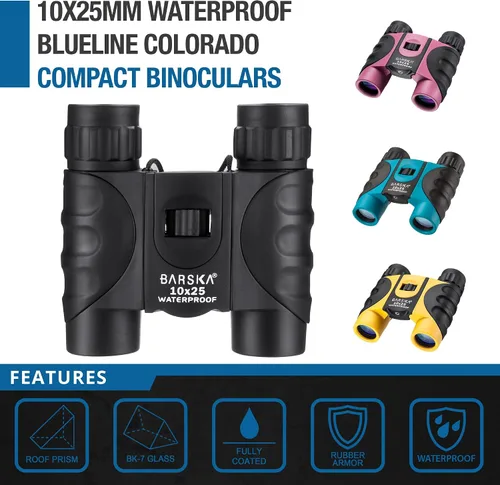 Miniatura 5 de Barska Blueline 10x25 Impermeable Ligero Compacto Binocualrs Negro