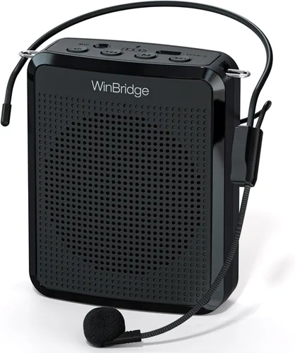 WinBridge - Amplificador de voz con micrófono portátil, micrófono para profesor para aula, altavoz de guía turístico, micrófono de auriculares para