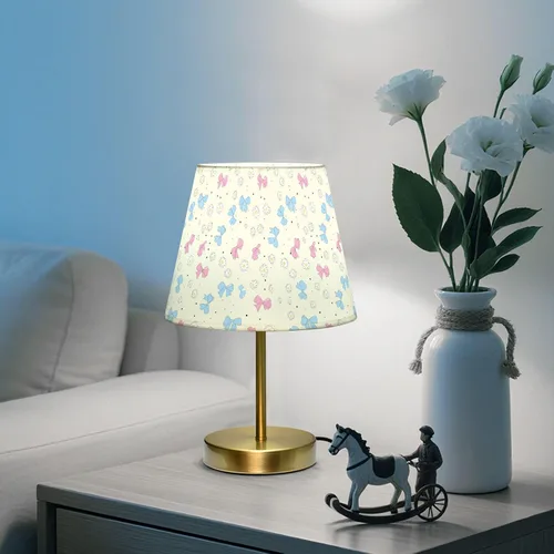 Miniatura 6 de Pastel Pink Blue Table Lamp for Bedroom, 3-Color Dimmable Light Desk lamp with Fabric Shade, Antique Bronze Base, Bedside Lamp for Nightstand, Office