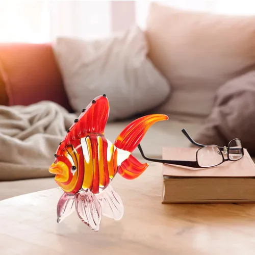 Miniatura 3 de ARTIBETTER 1 unid de cristal de pescado ornamento flores para cristal claro animal mar figura joyería jarrón marino para decoración de escritorio