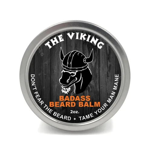 Badass Beard Care Bálsamo para hombres – El aroma vikingo, 2 onzas – todos los ingredientes naturales, mantiene la barba y el bigote llenos, suave y