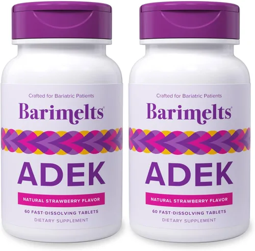 Miniatura 9 de Barimelts ADEK - 60 tabletas de disolución rápida (suministro de 2 meses), vitaminas bariátricas sin azúcar para mujeres, incluyendo vitamina A