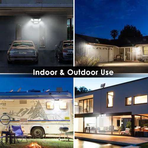 Miniatura 8 de CLAONER Luces solares para exteriores, sensor de movimiento, 3500 lm, 288 luces LED de seguridad con control remoto, IP67, impermeable, 4 cabezales