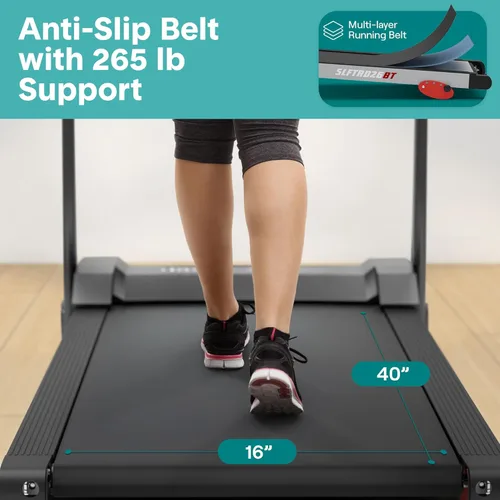 Miniatura 7 de SereneLife Treadmill with Incline & Handle Bars Compact Portable Walking Pad & Treadmill for Home/Apartment Wide Running Belt 40" x 16" Gris