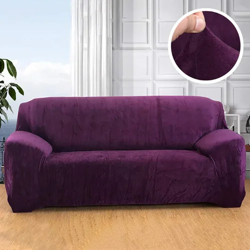 Miniatura 14 de Funda de terciopelo ultra suave para sofá de colores lisos, elastano elástico para sofá biplaza protección de muebles, fundas antideslizantes a