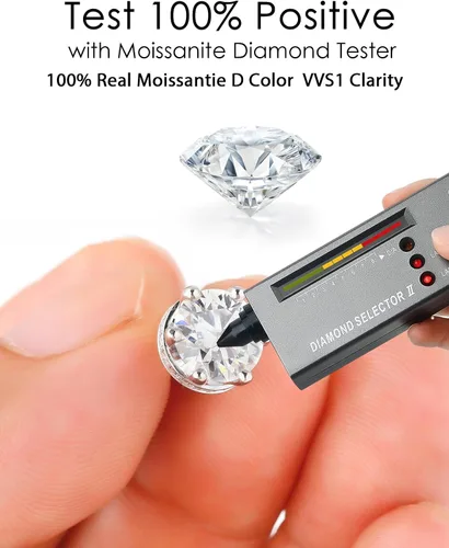 Miniatura 2 de 4.5CT Genuine Moissanite Solitaire Crown Stud Earrings for WomenD Color VVS1 Round Cut Simulated Diamond Flat Back Hidden Halo Earrings S925