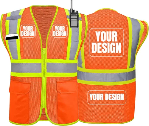 Miniatura 43 de BeautyWill Chaleco de seguridad personalizado Logo Clase 2 Chaleco reflectante de alta visibilidad con bolsillos Ropa de trabajo de construcción