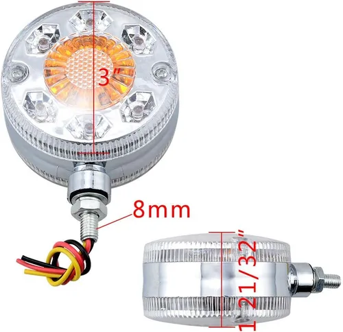 Miniatura 9 de Astra Depot 2 piezas de luz de cara doble de 3" redondas, 24 LED, color rojo, ámbar y blanco, para remolque de camión semi, tractor, vehículo largo