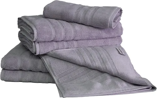 Miniatura 47 de Mosobam Juego de 4 toallas turcas de lujo de 35 x 70 pulgadas, color gris claro (gris), viscosa de bambú de 24.69 oz/m² y algodón peinado turco