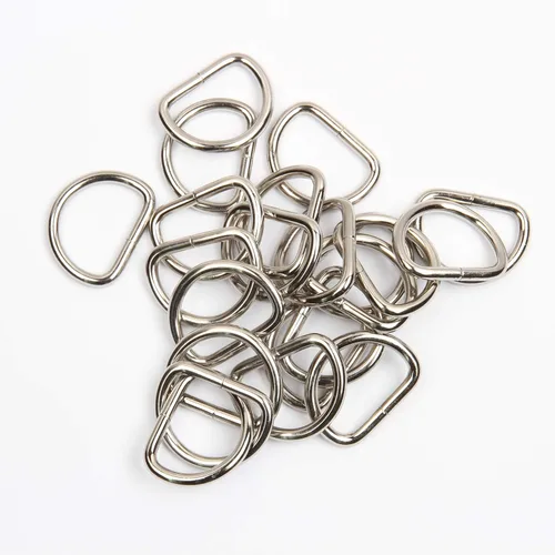 JWBIZ Paquete de 50 anillos en D de metal resistentes extra gruesos de 0.150 in de grosor para coser llaveros, cinturones y correa de perro Plata