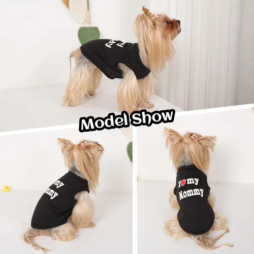 Miniatura 5 de Paquete de 2 camisetas sin mangas para perros pequeños, camiseta sin mangas para perros pequeños, camiseta sin mangas transpirable con texto