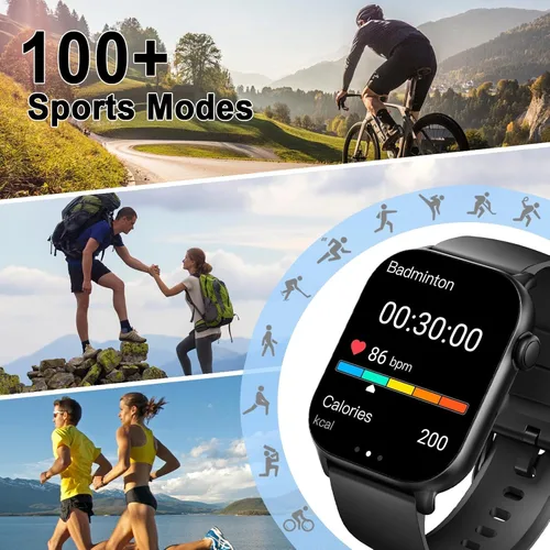 Miniatura 4 de Reloj inteligente (responder/hacer llamada), 1.96" HD para hombres y mujeres, nuevo reloj de fitness 2025 con más de 100 modos deportivos, monitor