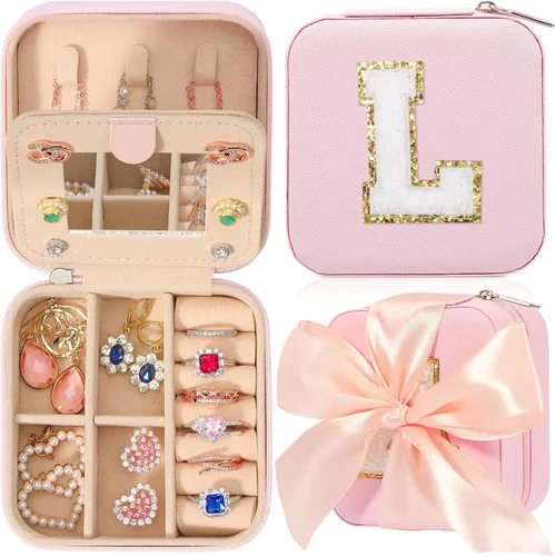 CHMI Estuche de Joyería de Viaje, Caja de Joyería de Viaje Rosa, Organizador de Joyería de Viaje, Regalos de Viaje para Mujeres y Niñas, Caja
