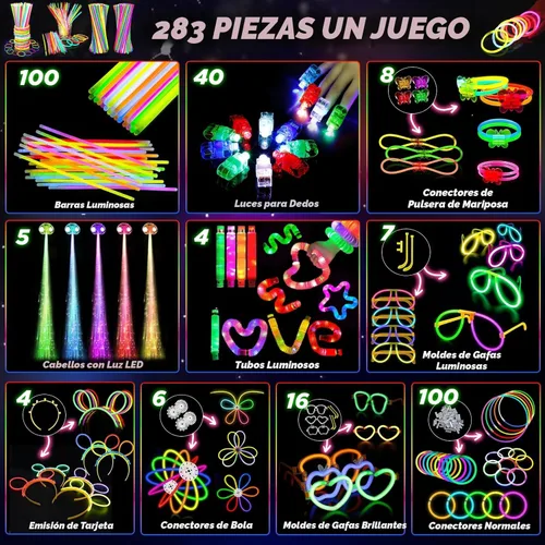 Miniatura 5 de SHQDD Suministros de fiesta, recuerdos de fiesta que brillan en la oscuridad para adultos y niños, 27 accesorios de carnaval, 56 juguetes con luz