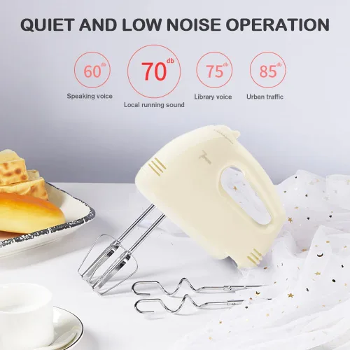 Miniatura 4 de Batidora de mano eléctrica de Showvigor - Mezclador de cocina portátil de 7 velocidades con 5 accesorios de acero inoxidable Batidor, batidor