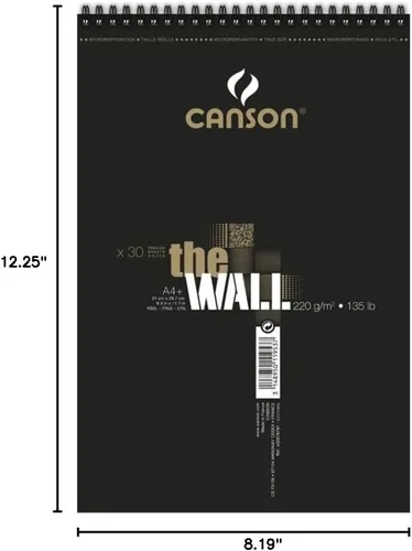 Miniatura 3 de CANSON The Wall Marker - Papel A4 de 7.05 oz/m², extra suave, almohadilla en espiral, lado corto, 30 hojas blancas, ideal para artistas e