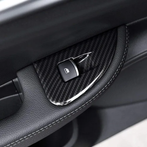 Miniatura 2 de YIWANG Interruptor de elevación de ventana interior de coche ABS cromado estilo fibra de carbono 4 piezas para Alfa Romeo Giulia 2016-2020