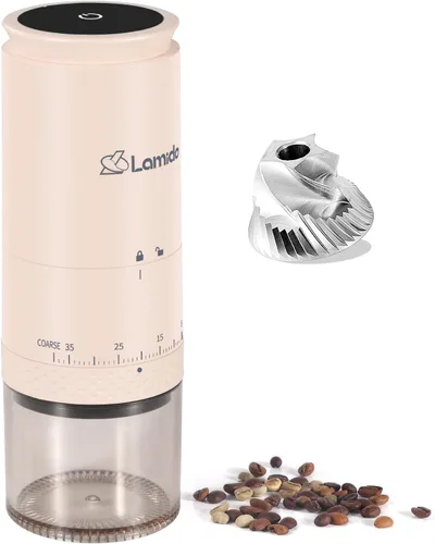 Molinillo de café eléctrico portátil de acero inoxidable 420, molinillo de café expreso recargable con 38 ajustes de molienda ajustables