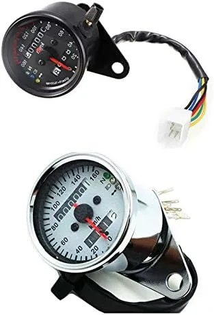 Universal LED Retroiluminación Señal doble odómetro Velocímetro Medidor Motocicleta Custom Cafe Racer Old School Street Bike (negro)