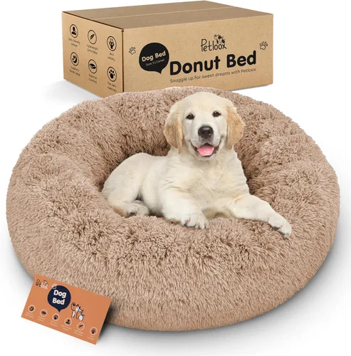 Miniatura 22 de Cama para perros con forma de dona, comodidad prémium para aliviar la ansiedad, diseño esponjoso y calmante con soporte ultra afelpado, acogedora