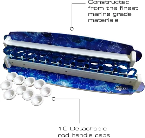 Miniatura 4 de Rush Creek Creations Reel Salty - Soporte para caña de pescar impermeable para 10 cañas de pesca de agua salada + equipo de pesca y accesorios