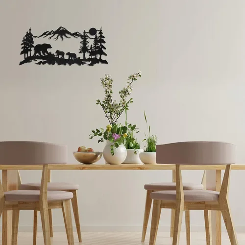 Miniatura 7 de Moxweyeni Arte de pared de oso de metal, bosque de oso de montaña, decoración rústica de caza de animales para decoración de pared de dormitorio